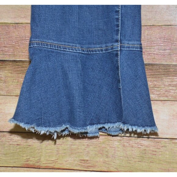 Cato Ladies Cropped Ankle Denim Blue Jeans Size 14 Cute Stretch Raw Flared Hem - Picture 5 of 11